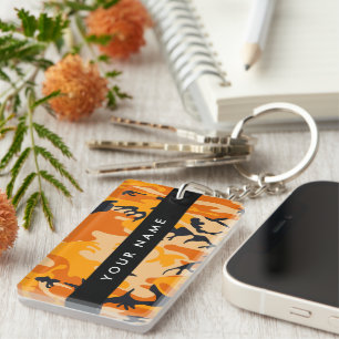 Orange Camouflage Ihr Name personalisieren Schlüsselanhänger