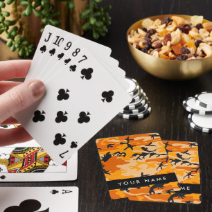 Orange Camouflage Ihr Name personalisieren Spielkarten