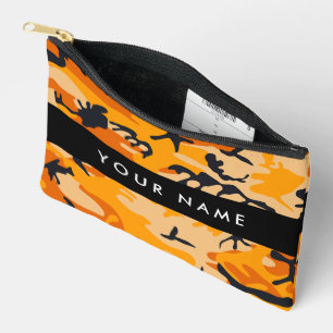 Orange Camouflage Ihr Name personalisieren Zubehörtasche