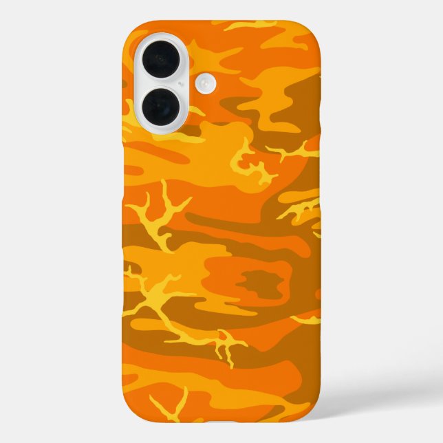 Orange Camouflage iPhone 16 Hülle (Rückseite)