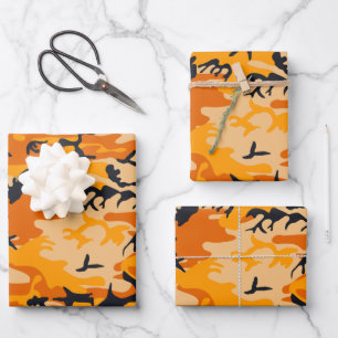 Orange Camouflage, Militär, Armee Geschenkpapier Set