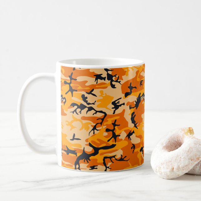 Orange Camouflage, Militär, Armee Kaffeetasse (Mit Donut)
