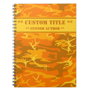 Orange-Camouflage-Notebook im Herbst mit Titel/Aut Notizblock