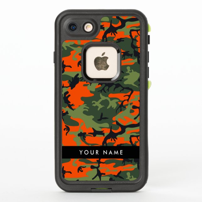 Orange Camouflage Pattern, Ihr Name, Personalisier (Rückseite)