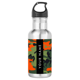 Orange Camouflage Pattern, Ihr Name, Personalisier Edelstahlflasche