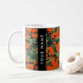 Orange Camouflage Pattern, Ihr Name, Personalisier Kaffeetasse