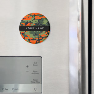 Orange Camouflage Pattern, Ihr Name, Personalisier Magnet
