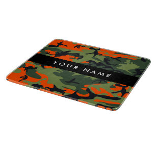 Orange Camouflage Pattern, Ihr Name, Personalisier Schneidebrett