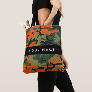 Orange Camouflage Pattern, Ihr Name, Personalisier Tasche
