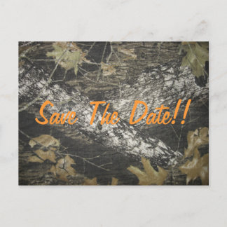 Orange Camouflage Save the Date! Ankündigungspostkarte