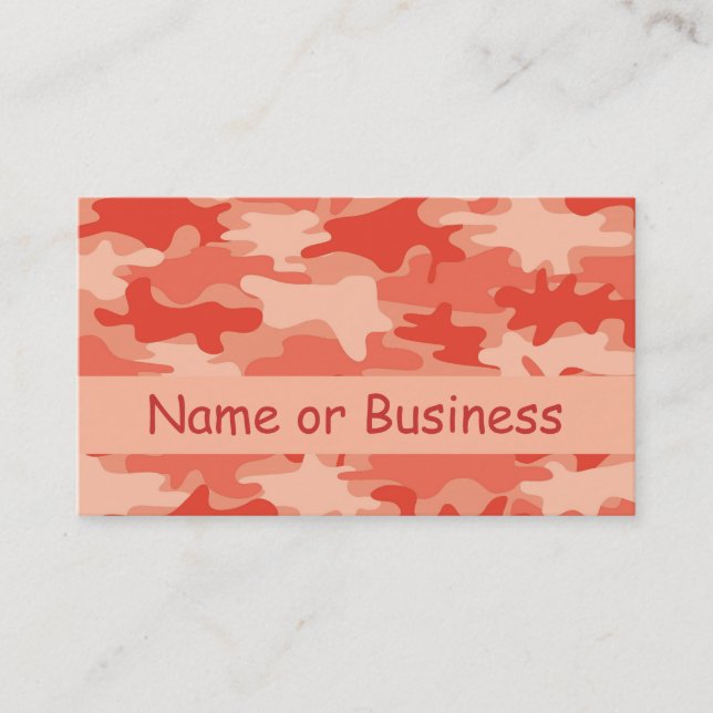 Orange Camouflage-Tarnungs-Name personalisiert Visitenkarte (Vorderseite)