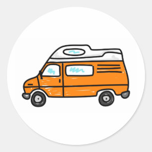 Orange Campervan Runder Aufkleber