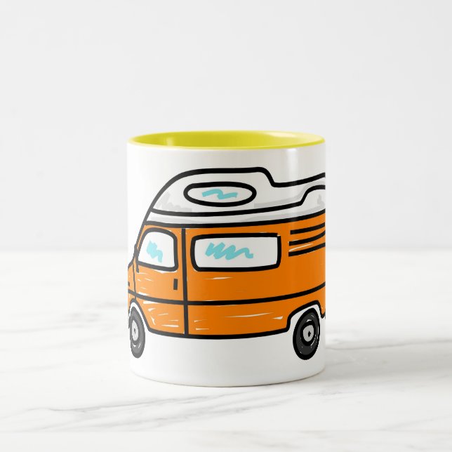 Orange Campervan Zweifarbige Tasse (Mittel)
