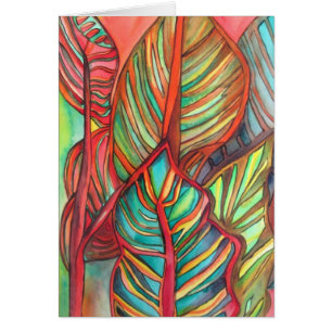 Orange Canna feuille aquarelle art original