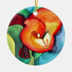 Orange Canna lia Blume Originale Aquarellkunst Keramikornament