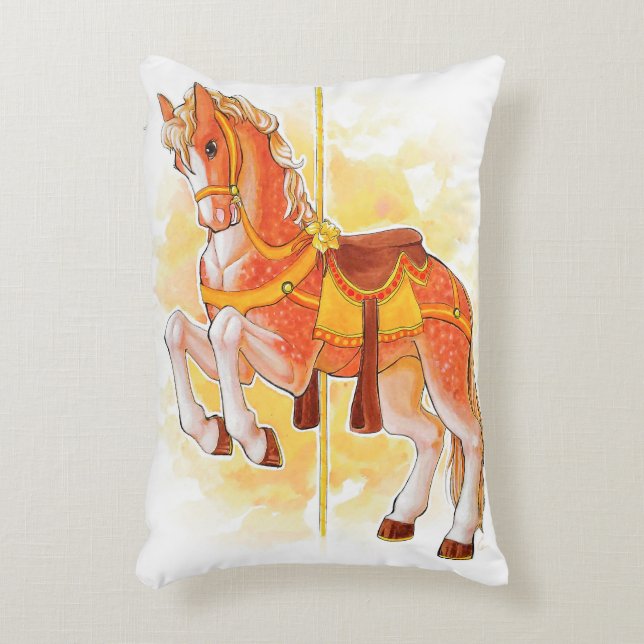Orange Carousel Pferdekissen Dekokissen (Vorderseite(Vertikal))