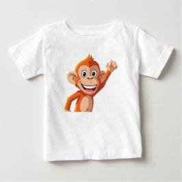 Orange Cartoon-Affen-Charakter winkt Baby T-shirt