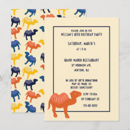 Orange Cartoon Camel Bactrian 2 Humps Custom Einladung