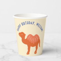 Orange Cartoon Camel Birthday Party Personalisiert