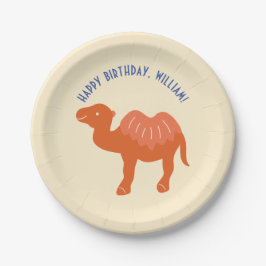 Orange Cartoon Camel Birthday Party Personalisiert Pappteller