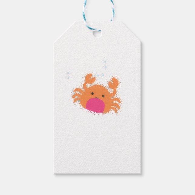Orange Cartoon Crab Geschenkanhänger (Vorderseite)