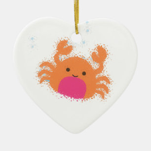 Orange Cartoon Crab Keramik Ornament