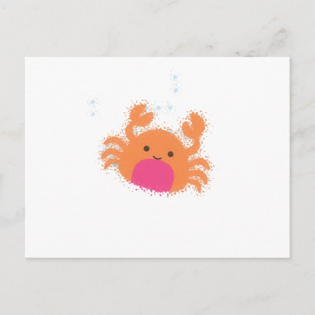 Orange Cartoon Crab Postkarte (Vorderseite)