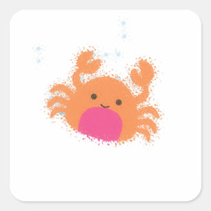 Orange Cartoon Crab Quadratischer Aufkleber