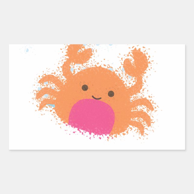 Orange Cartoon Crab Rechteckiger Aufkleber (Vorderseite)