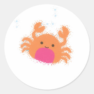 Orange Cartoon Crab Runder Aufkleber