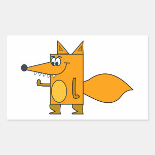 Orange Cartoon Fox Rechteckiger Aufkleber