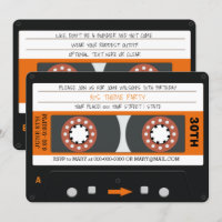 Orange Cassette Tape Retro 80er Geburtstagspartei