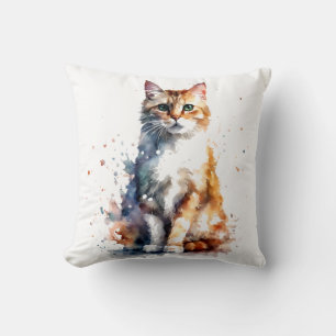 Orange Cat Aquarell Splash Cat 723 Kissen