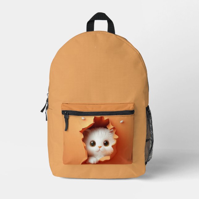 Orange Cat Backpack Bedruckter Rucksack (Vorderseite)