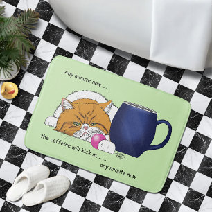 Orange Cat Coffee Tasse Blue Badematte