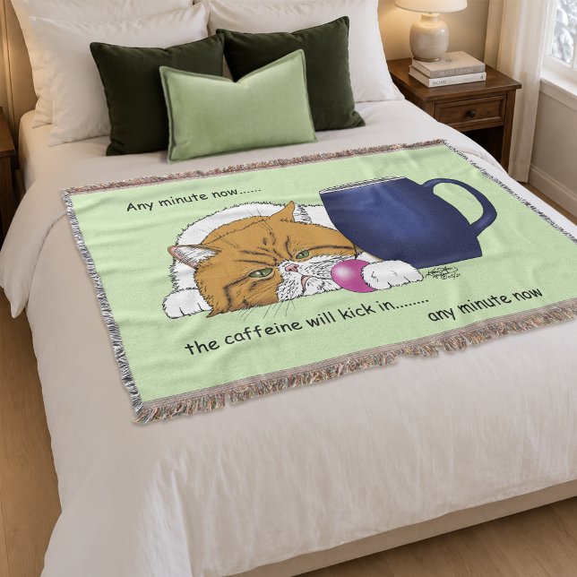 Orange Cat Coffee Tasse Blue Decke (Von Creator hochgeladen)