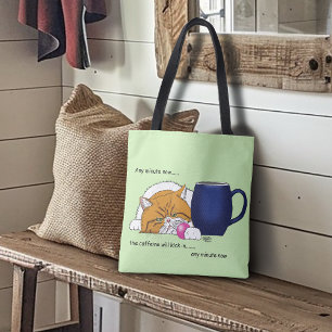 Orange Cat Coffee Tasse Blue Tasche
