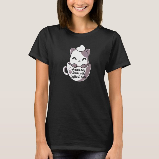 Orange Cat Coffee Tasse Cat Cat Cat T-Shirt (Vorderseite)