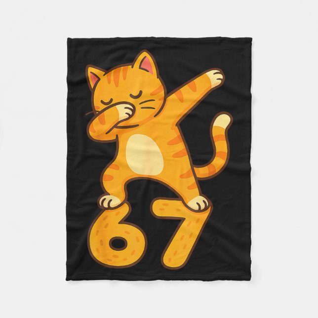 Orange Cat Dabbing Funny 67 Six Seven Meme  Fleecedecke (Vorderseite)