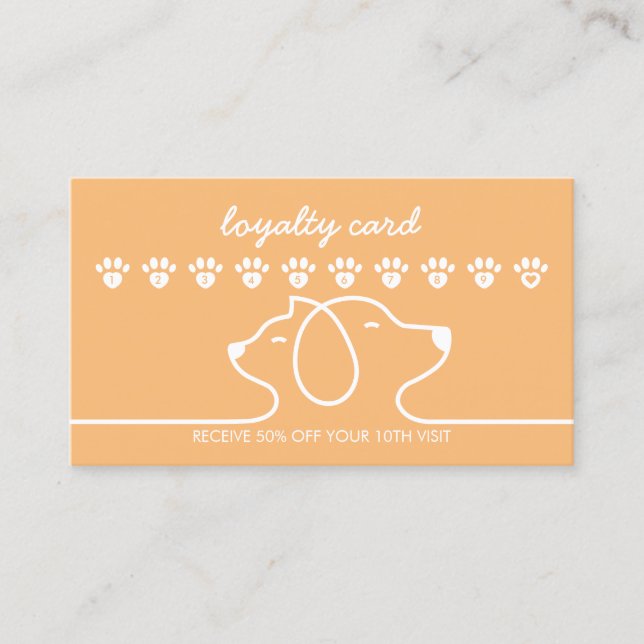 Orange Cat Dog Paw Loyalty Discount Design Visitenkarte (Vorderseite)