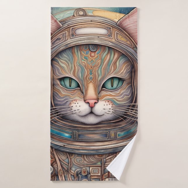 Orange Cat Drinking Tee Badhandtuch Set (Badehandtuch)