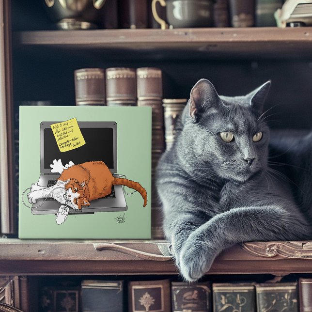 Orange Cat Funny Laptop Fliese (Von Creator hochgeladen)