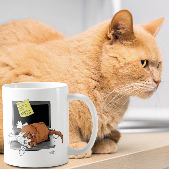 Orange Cat Funny Laptop Kaffeetasse (Von Creator hochgeladen)