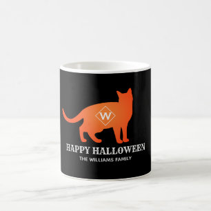 Orange Cat Happy Halloween Familienname Kaffeetasse