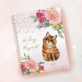 Orange Cat Illustration Fleurs Fille Journal quoti