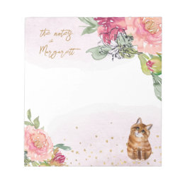 Orange Cat Illustration Girl Daily Notes Notizblock