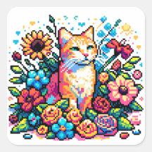 Orange Cat in Blume Pixel Art
