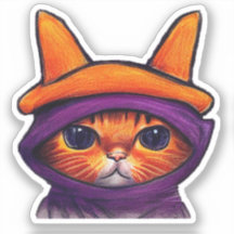 Orange Cat Lila Hexenhut Halloween