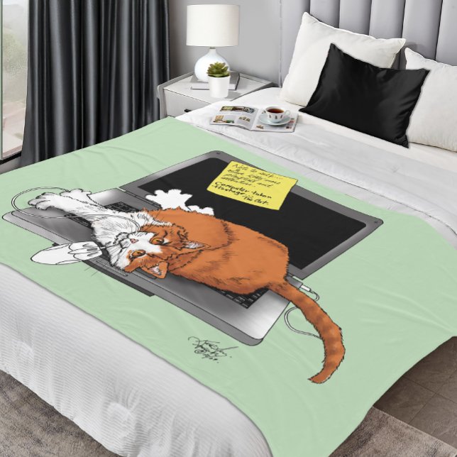 Orange Cat lustiges Notebook Fleecedecke (Von Creator hochgeladen)