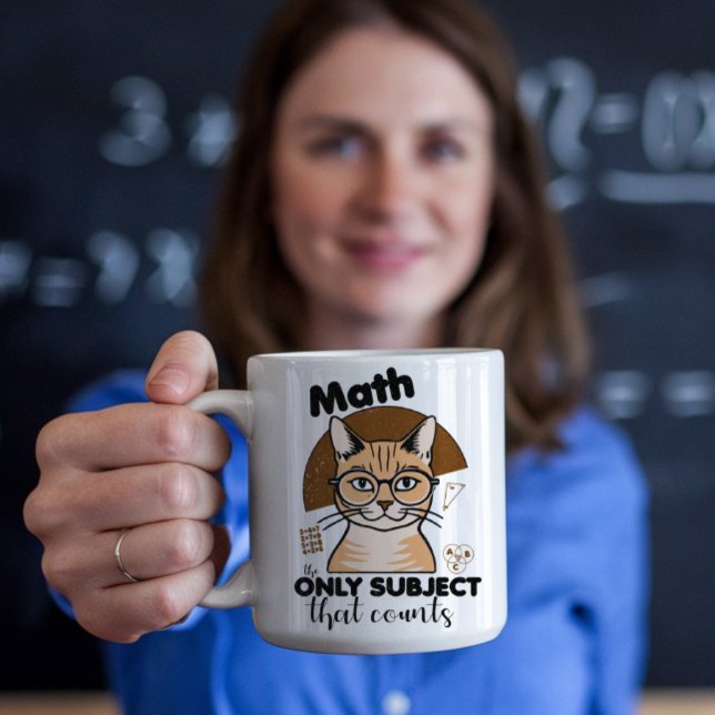 Orange Cat mit Math Teacher Sprichwort Kaffeetasse (Von Creator hochgeladen)